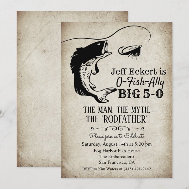 ANY AGE - Fishing Birthday Invitation (Front/Back)