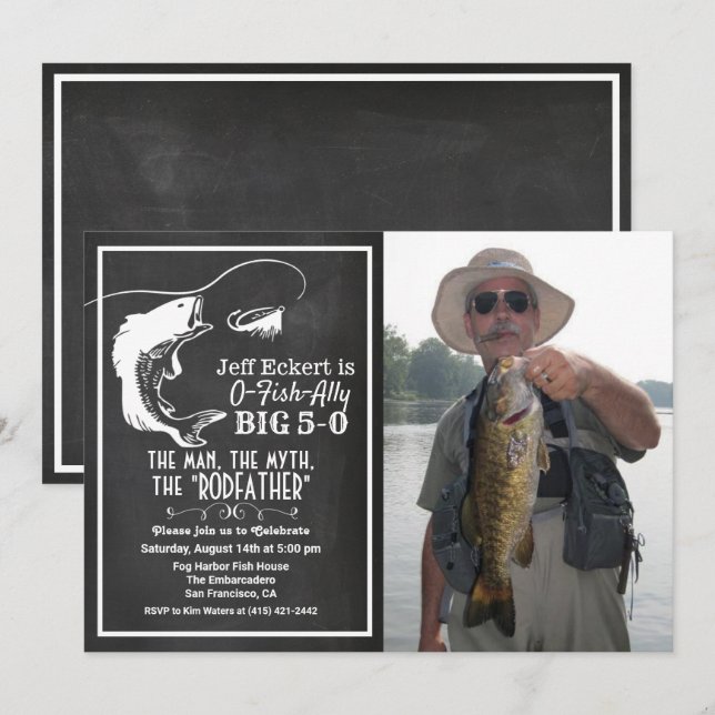 ANY AGE - Fishing Birthday Photo Invitation (Front/Back)