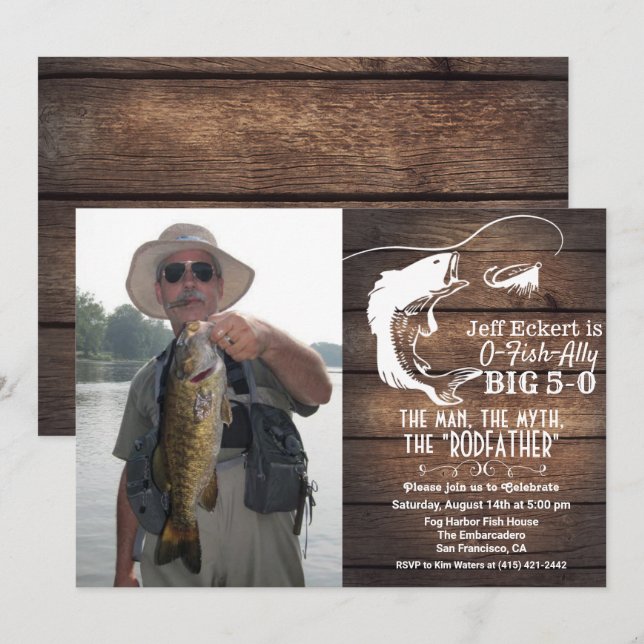 ANY AGE - Fishing Birthday Photo Invitation (Front/Back)
