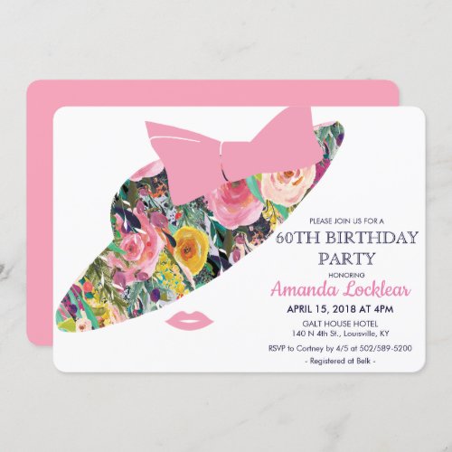 ANY AGE _ Floral Hat Birthday Invitation