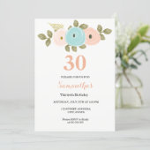 Any Age Floral Peach 30th Birthday Invitation (Standing Front)