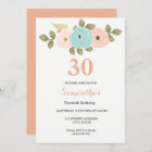 Any Age Floral Peach 30th Birthday Invitation