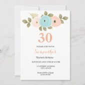 Any Age Floral Peach 30th Birthday Invitation (Front)