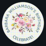 Any Age Floral Special Friend Birthday Party  Classic Round Sticker<br><div class="desc">Beautiful birthday party invitation envelope sticker for a special friend; lovely to look out with watercolor flowers and a soft textured background. Gentle, colorful and cheerful -- it will be much appreciated. Much to personalize on this invitation and it will be appropriate for any age with a simple change of...</div>