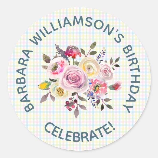 Any Age Floral Special Friend Birthday Party  Classic Round Sticker (Front)