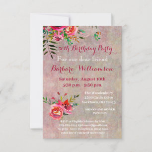 Any Age Floral Special Friend Birthday Party  Invitation