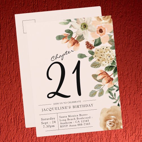 Any Age Floral Watercolor Birthday Invitation