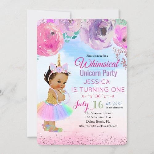 ANY AGE _ Floral Watercolor Unicorn Birthday Card