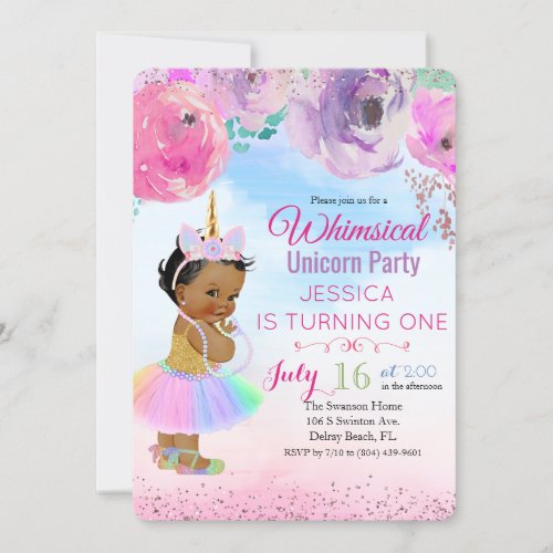 ANY AGE _ Floral Watercolor Unicorn Birthday Card