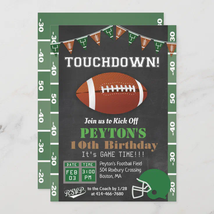 Info and Envelope Color Football Birthday Invitations for Boys Football Invitations for Kids Party Your choice of Quantity Age 