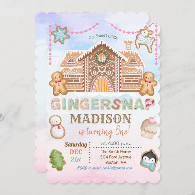 ANY AGE - Gingerbread Birthday Invitation (Front/Back)