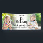 Any Age Girl Birthday Party Kids Photo Collage Banner<br><div class="desc">Girl birthday party banner with a photo collage and editable for any age. Personalized with the script text "happy birthday" and space at the bottom to add a message. To change the photo placement: click on the button to customize it further,  click on "crop",  and move the image.</div>