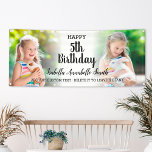 Any Age Girl Birthday Party Kids Photo Collage Banner<br><div class="desc">Girl birthday party banner with a photo collage and editable for any age. Personalized with the script text "happy birthday" and space at the bottom to add a message. To change the photo placement: click on the button to customize it further,  click on "crop",  and move the image.</div>
