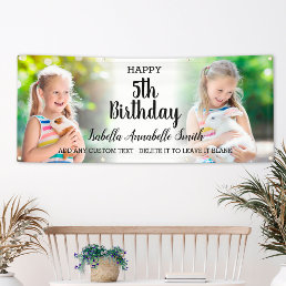 Any Age Girl Birthday Party Kids Photo Collage Banner
