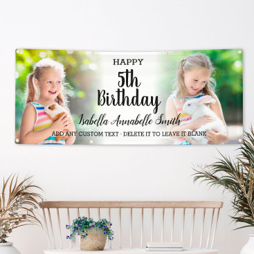 Any Age Girl Birthday Party Kids Photo Collage Banner