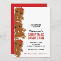 ANY AGE girl CHRISTMAS GINGERBREAD candyland party Invitation