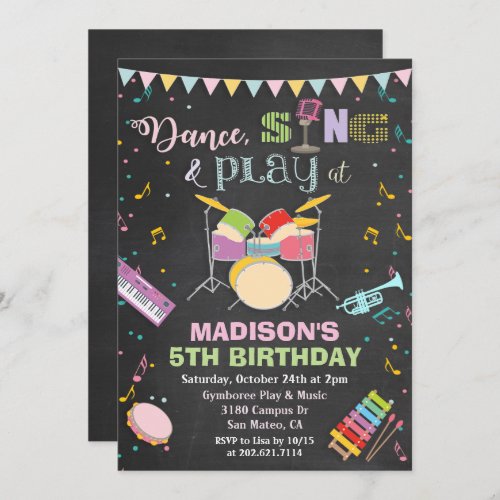 ANY AGE _ Girl Music Birthday Chalk Invitation