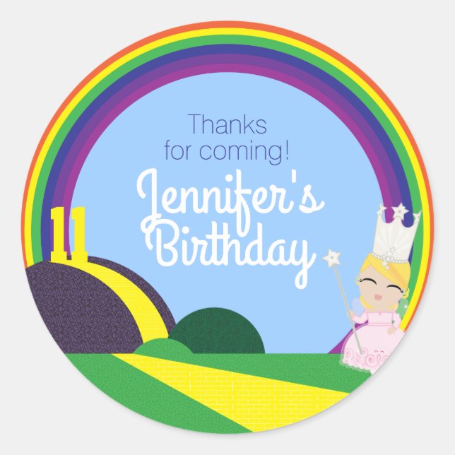 ANY AGE Glinda of Oz BIRTHDAY party favor Classic Round Sticker (Front)