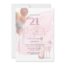 Any Age, Glitter Balloons Pink Champagne 21st