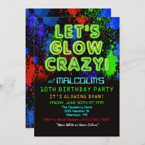 ANY AGE - Glow Party Birthday Invitation
