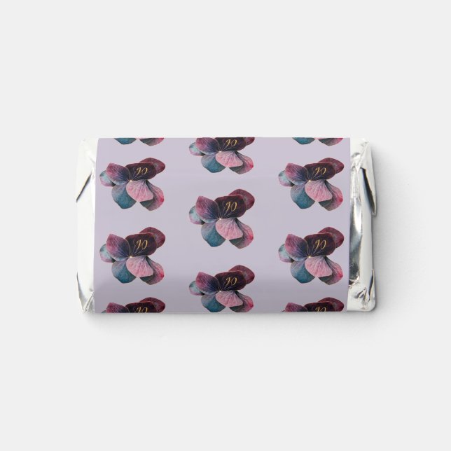 Any Age Gold Blue Lavender Purple Hydrangeas Gift Hershey's Miniatures (Front)