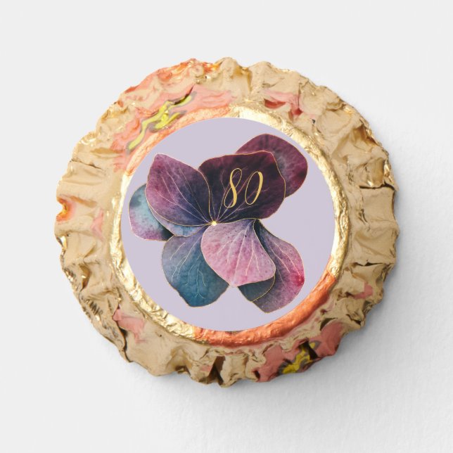 Any Age Gold Blue Lavender Purple Hydrangeas Gift Reese's Peanut Butter Cups (Front)