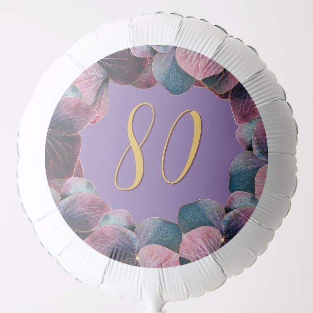 Any Age Gold Blue Lavender Purple Hydrangeas Party Balloon (Front)