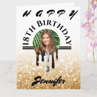 Any Age Gold Glitter Personalized Birthday Card