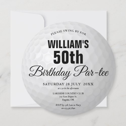 Any Age Golf Birthday Party Golf Ball Invitation