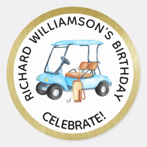 Any Age Golf Themed Birthday Party Personalize   Classic Round Sticker