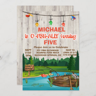 DIY Editable Fishing Birthday Party Invitation Template - Boy Invitation,  Camping, Lake Birthday, All Ages