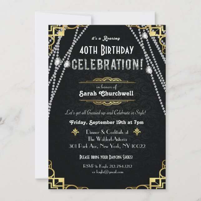 ANY AGE -Great Art Deco Birthday Invitation (Front)