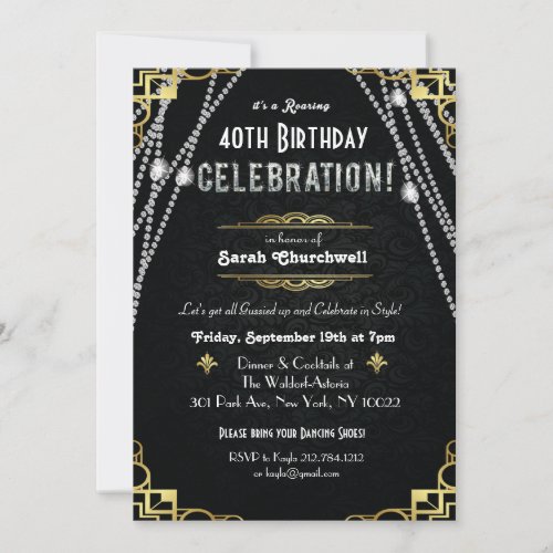 ANY AGE _Great Art Deco Birthday Invitation