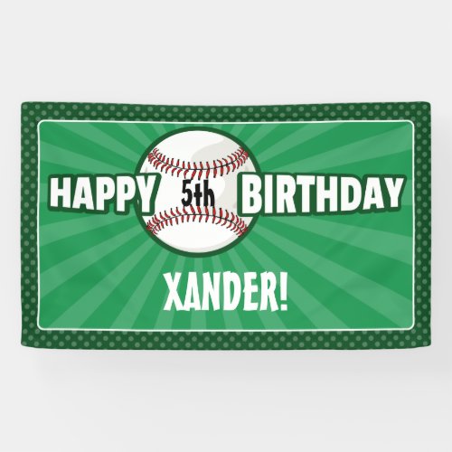 Any Age Green Baseball Birthday Banner