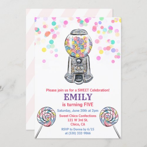 ANY AGE _ Gumball Candy Sweet Birthday Invitation