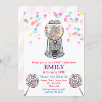 ANY AGE - Gumball Candy Sweet Birthday Invitation