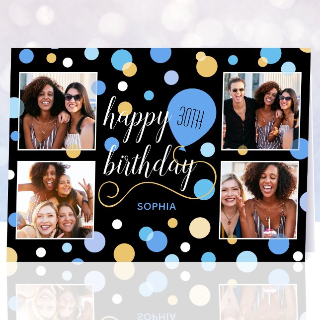 Any Age Happy Birthday Custom Photo Blue Card (Creator Uploaded)