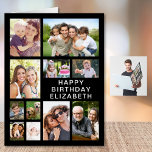 Any Age Happy Birthday Photo Collage Giant Card<br><div class="desc">A custom photo collage keepsake giant card for any age birthday featuring 11 photos of family, friends, pets, memories, events, travels, etc. and "Happy Birthday" and the recipient's name in simple white lettering on a black background. On the inside, add your personalized message or leave blank for a hand-written note....</div>