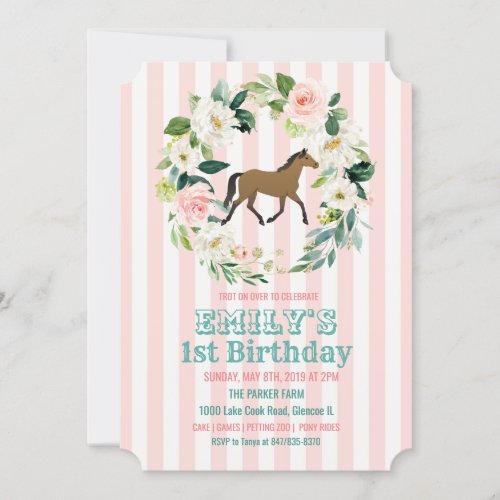 ANY AGE _ Horse Floral Birthday Party Invitation