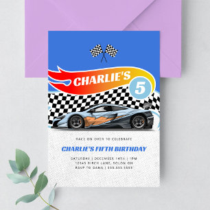 Any Age Hot Cars Wheels Fast Race Car Birthday Invitation
