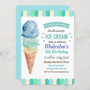 Ice Cream Parlor Invitation Boy Ice Cream Party Invite -  Portugal