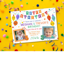 ANY AGE - Joint Dual Sibling Birthday Invitation