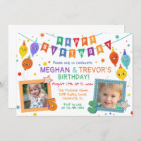 ANY AGE - Joint Dual Sibling Birthday Invitation