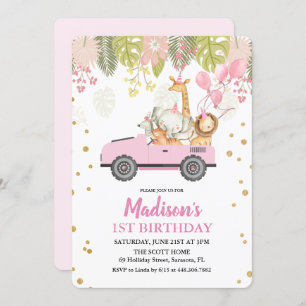 ANY AGE - Jungle Safari Girl Birthday Invitation