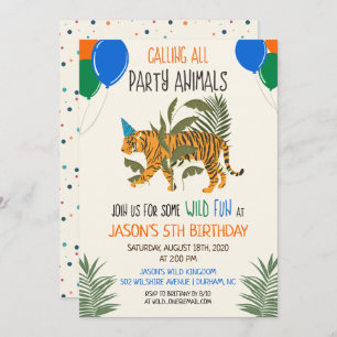 ANY AGE - Jungle Zoo Birthday Invitation Boy