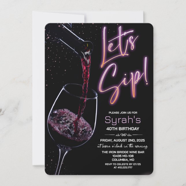 ANY AGE - Let's Sip Birthday Invitation