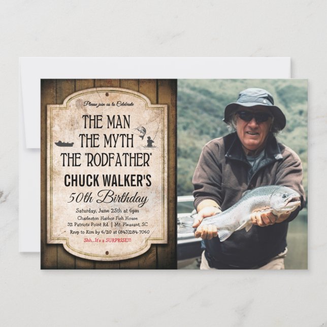 ANY AGE - Male Fishing Birthday Invitation (Front)