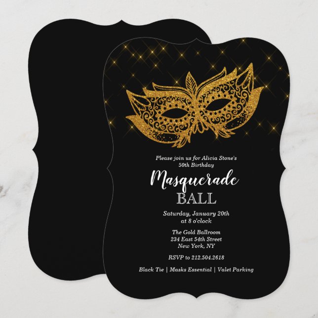 ANY AGE - Masquerade Ball Birthday Invitation (Front/Back)