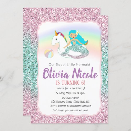 ANY AGE _ Mermaid Glitter Birthday Invitation