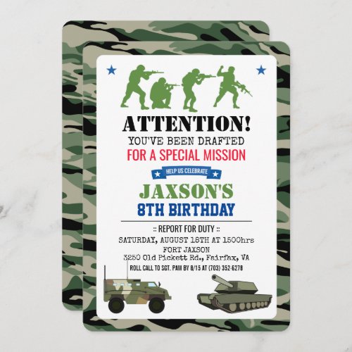 ANY AGE _ Military Birthday Invitation